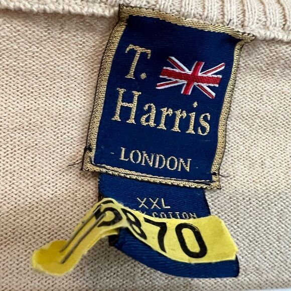 T. Harris London men’s size XXL 100% cotton beige color sweater - Picture 6 of 9